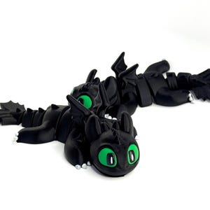 Articulated Black Dragon 3D | Flexi Fidget Toy | Dragon Accessory | Shelf Decoration