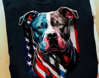 Patriotic Pitbull USA Flag T-Shirt: Funny Dog Lover Gift