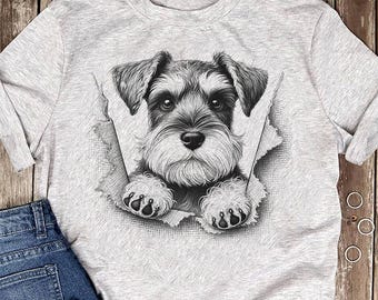 T-shirt pour maman schnauzer nain : motif chien furtif