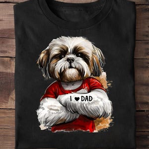 I Love Dad Tattoo Shih Tzu Dad grappig Vaderdag T-shirt - Shih Tzu-shirt, Shih Tzu-cadeaus, cadeau voor Shih Tzu, Shih Tzu-eigenaar, Shih Tzu-hond