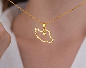 Iran Karte Herz Halskette 18k Gold Persische Anhänger Unisex Iran Schmuck Geschenk Gold oder Silber Halskette | Iran Halskette | Kostenlos Iran | Geschenk für Sie