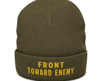 Gorro bordado "Front Toward Enemy" / Gorro de punto acanalado, frase táctica "Ice Military Police Fire Don't Tread on Me"