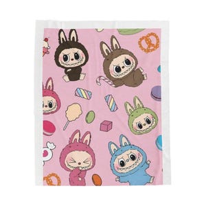 Labubu Duvet Blanket Cute Kawaii Bedding Cozy Cartoon Comforter for Kids & Adults | Soft Aesthetic Blanket Gift for Anime Fans