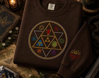 Triforce Zelda-inspirierter bestickter Sweatshirt-Hoodie, Retro-Gamer-Geschenk