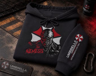Nemesis Resident Evil bestickter Sweatshirt-Hoodie, Raccoon City Gamer-Geschenk