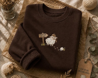 Kapuzenpullover mit Schafdetektiv-Stickerei, gemütliches Geschenk für Krimifans
