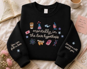 Kapuzenpullover mit Liebeshypothese-Stickerei, Geschenk für Liebesroman-Fans