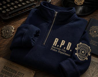 R.P.D. bestickter Viertelreißverschluss, von Resident Evil inspiriertes Geschenk für Gamer