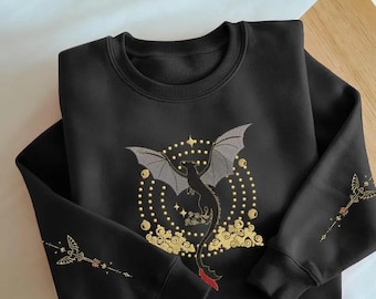 Embroidered Night Fury Dragon Hoodie, Cartoon Sweatshirt, Cozy Toothless Gift for Fantasy & Animation Lovers