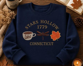 Stars Hollow Kapuzenpullover mit Stickerei, Pullover im Kleinstadt-Stil, Geschenkidee für Bücherwürmer