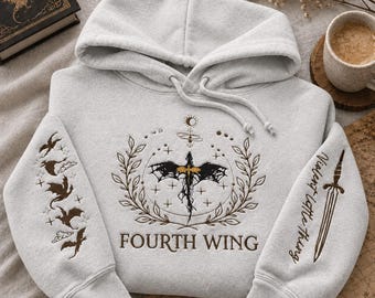 Kapuzenpullover mit Drachenstickerei, Geschenkidee für Bücherwürmer von Xaden Riorson (Fourth Wing)