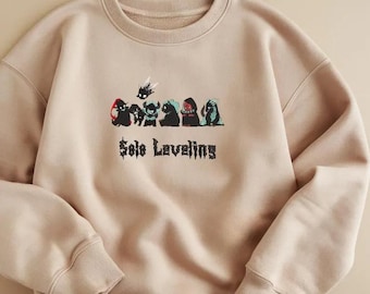 Moletom bordado "I Alone Level Up", inspirado em anime.