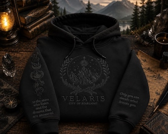 Velaris Hidden City bestickter Sweatshirt-Hoodie, Geschenk für Bücherwürmer der Stadt des Sternenlichts