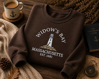 Widow’s Bay bestickter Sweatshirt-Hoodie, Geschenkidee für Küstenhorror-Fans aus Massachusetts
