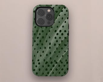 Green Polka Dot Phone Case, Soft Girl Cute Design, Y2K Style, Fall Autumn Aesthetic, iPhone 17 16 15 14 13 12 Pro Max, Samsung S25 S24 Ultra