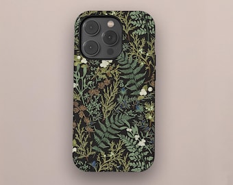 Funda para teléfono con diseño de helecho verde, funda con estampado botánico de pradera y flores silvestres para iPhone 17 16 15 14 13 12 11 Pro Max, Samsung Galaxy S26 S24 S23 Ultra