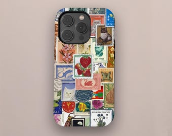 Funda protectora para teléfono de viaje a Europa, con collage de sellos vintage para mujer y hombre, para iPhone 17, 16, 15, 14, 13, 12 Pro Max y Samsung S25, S24 y S23 Ultra.