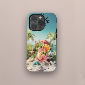 Summer Vibes-telefoonhoesje, strandpalm, leuk zomeraccessoire, iPhone 16 15 14 13 12 11 Pro Max X XS, Samsung Galaxy S25 S24 S23 S22 Ultra