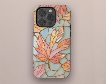 Telefonskal med höstlövmotiv och konstverk i målat glas, blommigt kokettfodral för iPhone 17 16 15 14 13 12 11 Pro Max, Samsung Galaxy S25 S24 S23 S22 Ultra