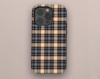 Gingham Checkered Phone Case, Fall Plaid Phone Case, Tartan Fabric Print Cover for iPhone 17 16 15 14 13 12 Pro Max, Samsung S25 S24 S23 S22