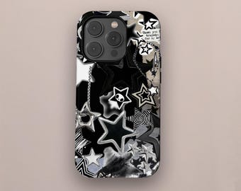 Etui na telefon Y2K Silver Star, metalowa obudowa w stylu gotycko-gwieździstym MagSafe do iPhone'a 17 16 15 14 13 12 11 Pro Max, Samsunga S25 S24 S23 Ultra