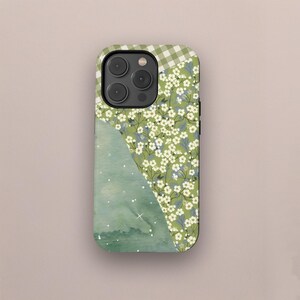 Grönt blommigt lapptäcke för mobilen, skal med vildblommor, mjukt naturvårskal för mobilen, iPhone 17 16 15 14 13 12 11 Pro Max, Samsung S25