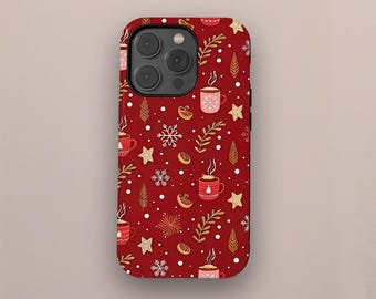 Cozy Hot Cocoa Christmas Phone Case, Warm Winter Holiday Aesthetic Phone Cover, iPhone 17 16 15 14 13 12 11 Pro Max, Samsung S25 S24 Ultra