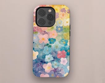 Kawaii telefoonhoesje met bloemen: kleurrijk ontwerp met wilde bloemen
