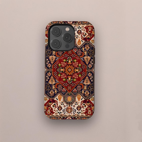 Boho Persian Rug Phone Case, Retro Tapestry Folk Art Aesthetic Phone Cover for iPhone 17 16 15 14 13 12 11 Pro Max, Samsung S25 S24 Ultra Boho Persian Rug Phone Case, Retro Tapestry Folk Art Aesthetic Phone Cover for iPhone 17 16 15 14 13 12 11 Pro Max, Samsung S25 S24 Ultra