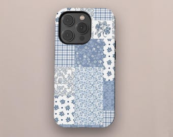 Quilt Patchwork Phone Case, Floral Phone Collage Case Cover for iPhone 17 16 15 14 13 12 11 Pro Max, Samsung Galaxy S25 S24 S23 S22 Ultra