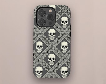 Skeleton Phone Case Gothic Skull Dark Academia Phone Cover for iPhone 16 15 14 13 12 11 Pro Max, Samsung S25 S24 S23 S22 Ultra
