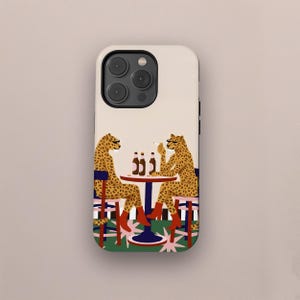 Nyckfullt leopardfodral för telefon, roligt retro gepardfodral för iPhone 17 16 15 14 13 12 Pro Max, Samsung S25 S24 S23, trendig present till djurälskare