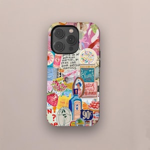Retro Summer Hipster Collage Phone Case, Coquette European Phone Cases for iPhone 16 15 14 13 12 11 Pro Max, Samsung S25 S24 S23 S22 Ultra