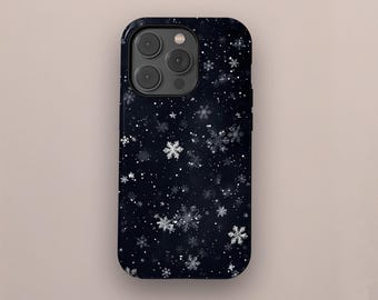 Snowflake Phone Case, Winter Phone Cases, Sparkle Protective Cover, iPhone 17 16 15 14 13 12 11 Pro Max, Samsung S25 S24 S23, Christmas Gift