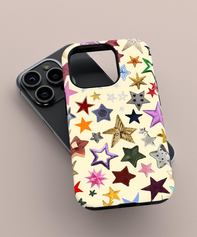 Star Pattern Phone Whimsical Colorful Stars Collage Phone Case, Trendy Star Pattern Phone ...