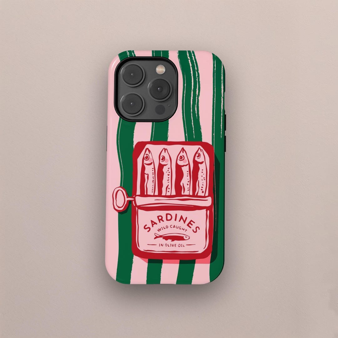 Retro Sardine Tin Magsafe Phone Case, Italian Summer Moodboard Gift