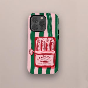 Coque de portable MagSafe en étain sardine rétro, cadeau d'été italien pour moodboard, iPhone 16 15 14 13 12 11 Pro Max, Samsung Galaxy S25 S24 S23 S22 Ultra