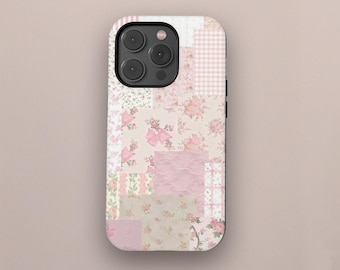 Floral Patchwork Collage Phone Case, Preppy Aesthetic, iPhone 17 16 15 14 13 12 11 Pro Max, Samsung S25 S24 S23 Ultra, Christmas Gifts idea