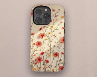 Aesthetic Sunflowers & Wild Flower Phone Case For iPhone 16 15 14 13 12 Pro Max, Samsung Galaxy S25 S24 S23 Ultra Watercolor Floral MagSafe