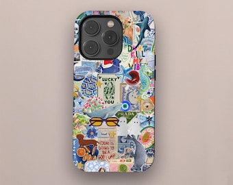 Retro Summer Hipster Collage Phone Case, Trendy That Girl Aesthetic, Vintage City Girl Case for iPhone 16 15 14 13 12 Pro Max, Samsung S25