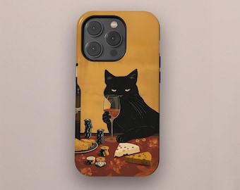 Funny Cat Phone Case, Cat Meme Cat lover Cute Black Cat Art Phone Cover For iPhone 17 16 15 14 13 12 11 Pro Max, Samsung S25 S24 S23 Ultra