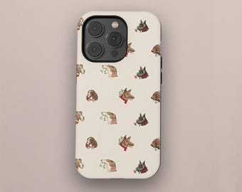 Cute Dog Pattern Christmas Phone Case, Festive Holiday Pet Design, Christmas Pooch iPhone 17 16 15 14 13 12 11 Pro Max, Samsung S25 S24 S23