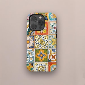 Funda para teléfono con estampado completo de mosaicos y mosaicos, para iPhone 16, 15, 14, 13, 12 Pro Max y Samsung S25, S24, S23 y S22 Ultra.