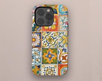 Funky Tile Aesthetic Full Print Phone Case, Collage Patchwork phone case, for iPhone 16 15 14 13 12 Pro Max, Samsung S25 S24 S23 S22 Ultra