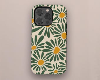 Retro Daisy Phone Case, Pretty Watercolor Flowers Phone Case, iPhone 17 16 15 14 13 12 Pro Max XR XS, Samsung Galaxy S25 S24 S23 S22 Ultra