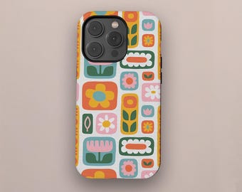Blommigt stämpelformat telefonskal: iPhone och Samsung