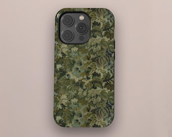 Funda para teléfono con diseño retro de flores verdes para iPhone 17, 16, 15, 14, 13, 12, 11 Pro Max y Samsung Galaxy S25, S24, S23 y S22 Ultra. Funda moderna para teléfono.