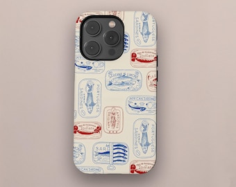 Sardines Art Phone Case: Quirky Foodie Coastal Cover