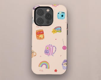Matching Summer Rainbow Neon Stripes Phone Case, Food Phone Case, iPhone 16 15 14 13 12 11 Pro Max, Samsung Galaxy S25 S24 S23 S22 S21 Ultra