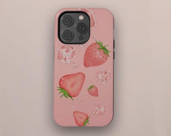 Fruit Berries Aesthetic Phone case Strawberry Cute Summer phone case, iPhone 17 16 15 14 13 12 Pro Max, Samsung Galaxy S25 S24 S23 S22 Ultra